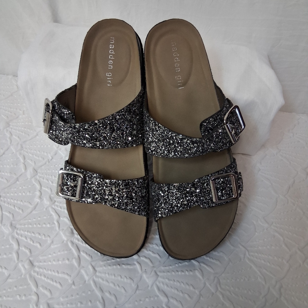 Madden Girl Women's Glitter Sandals - Silver Size 9.5 - Picture 6 of 16